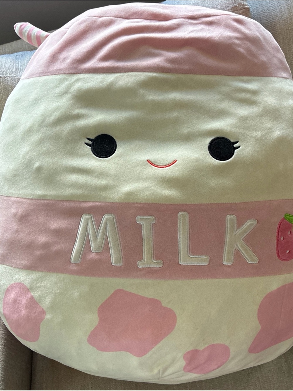 Squishmallows Jumbo XL AMELIE Strawberry Milk Plush 24 in